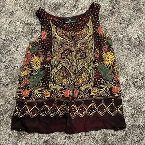 Carole Little Brown Floral Print Sleeveless Tank